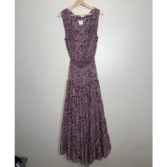 Misa Los Angeles Floral Hollen Maxi Dress Synched Waist Pink/White Size Medium - Picture 2 of 9